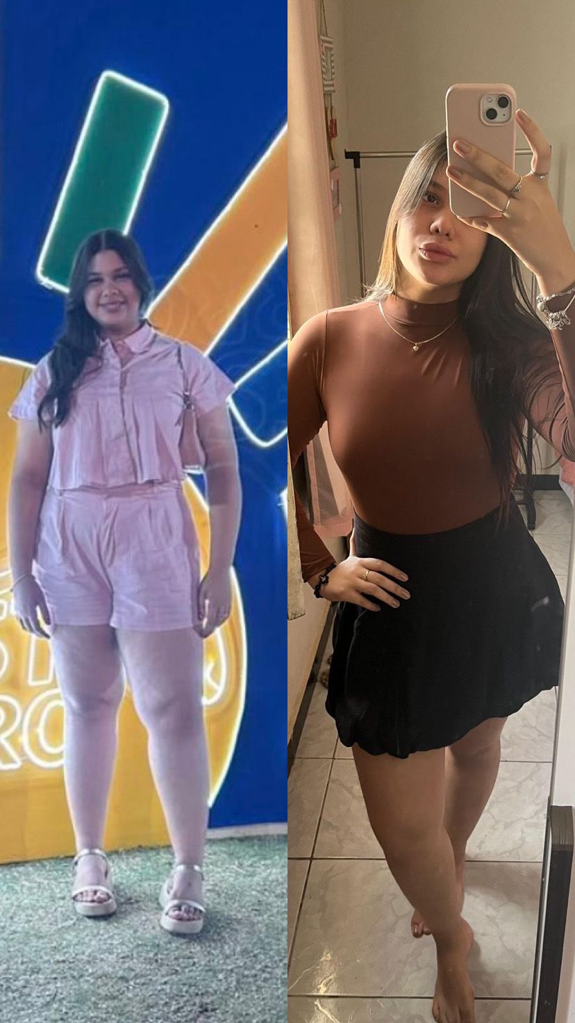 Registro de antes e depois com uma fotografia em evento e uma fotografia no espelho, em composição lado a lado.